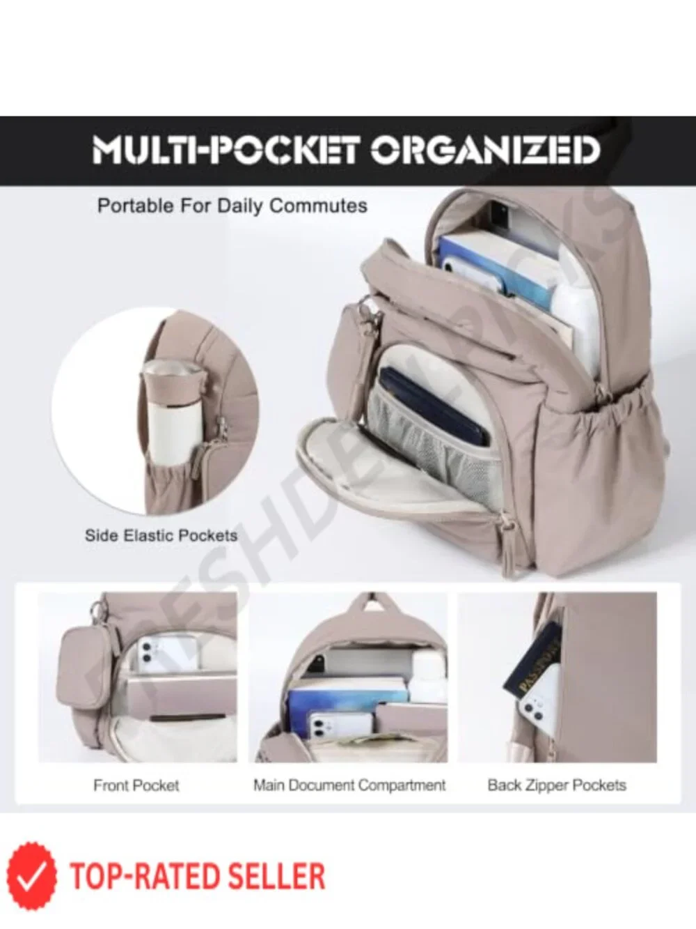 Mini Backpack for Women RFID Water-Resistant Travel Purse with Detachable Pouch